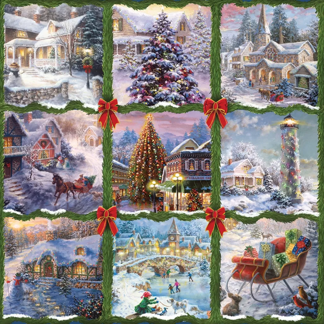 Alipson Collage Puzzels>: Christmas Nine Patch (1000) Vierkante Kerstpuzzel