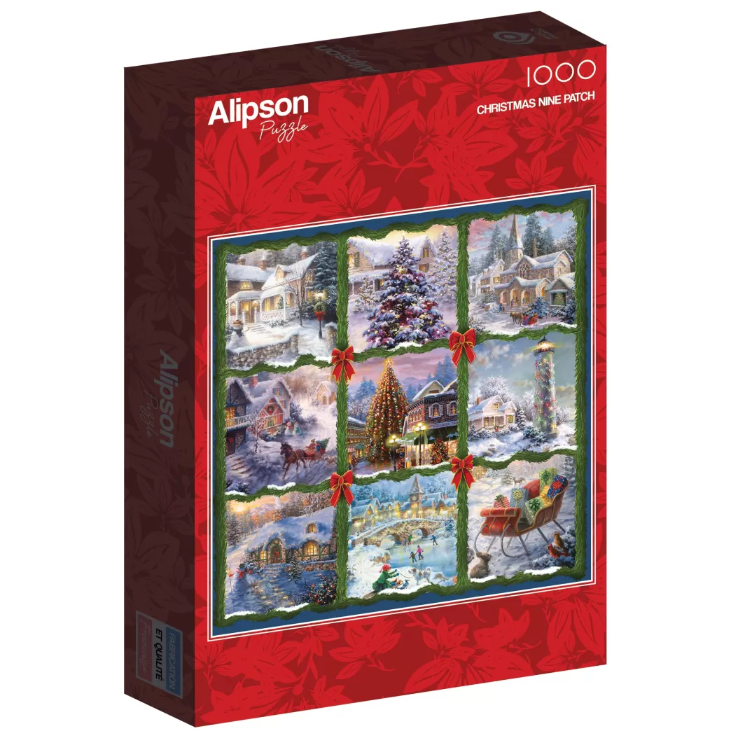 Alipson Collage Puzzels>: Christmas Nine Patch (1000) Vierkante Kerstpuzzel