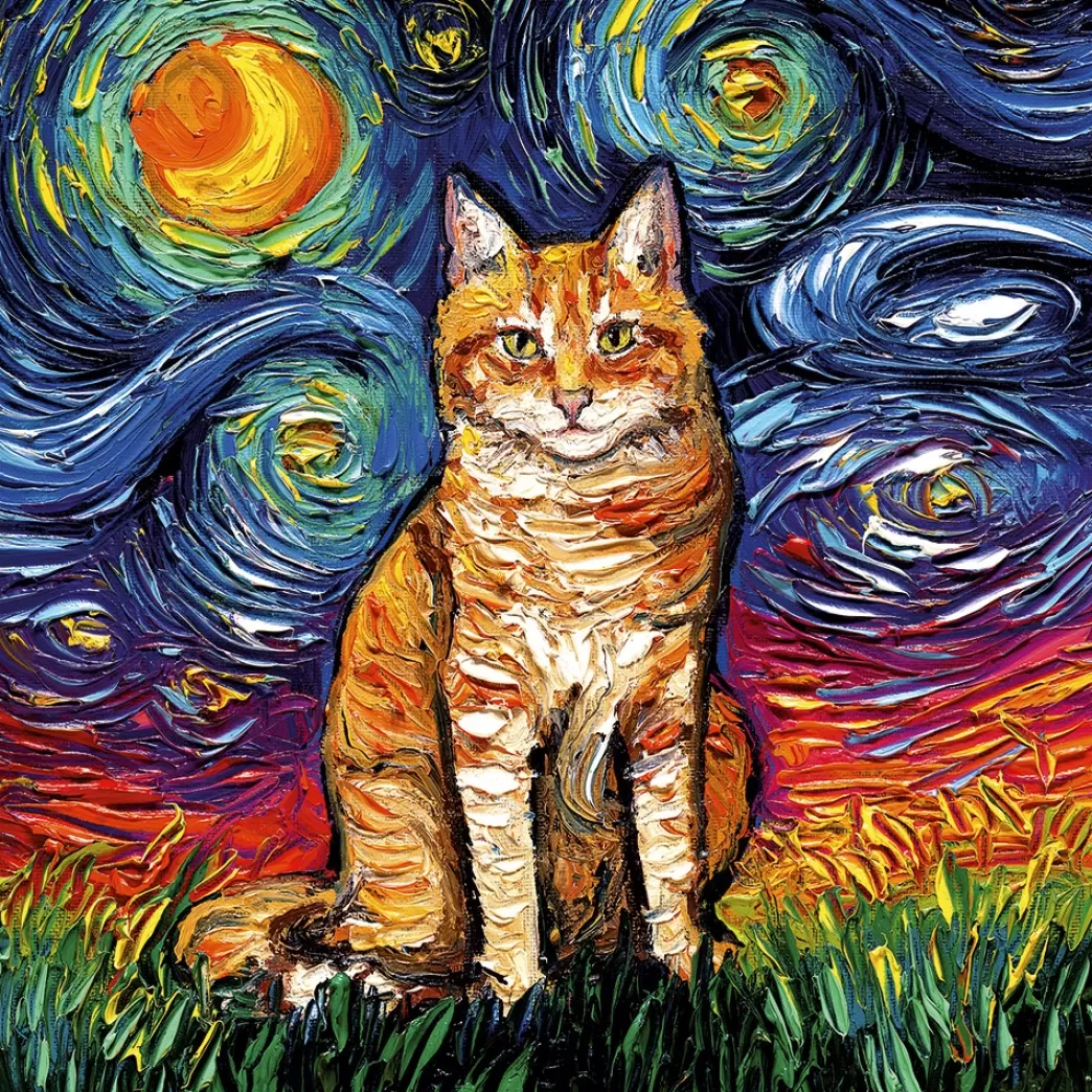 Alipson Kattenpuzzels>: Orange Tabby Night (1000) Vierkante Puzzel