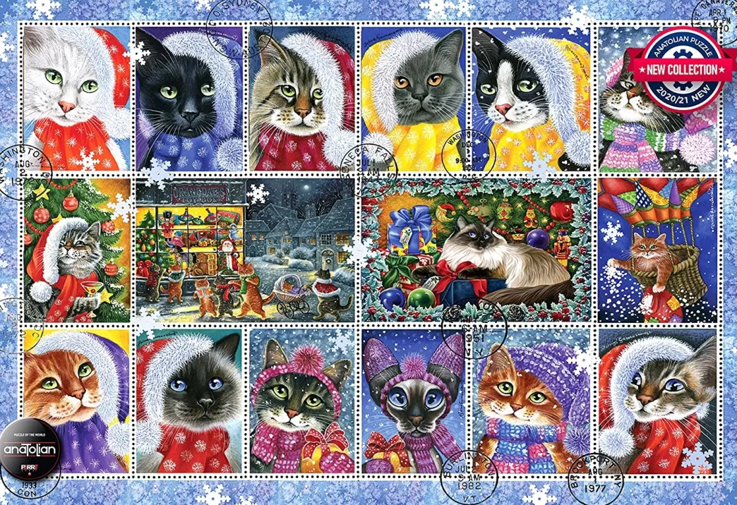 Anatolian Kattenpuzzels>: Christmas Cat Stamp Collection (1000) Kerstpuzzel