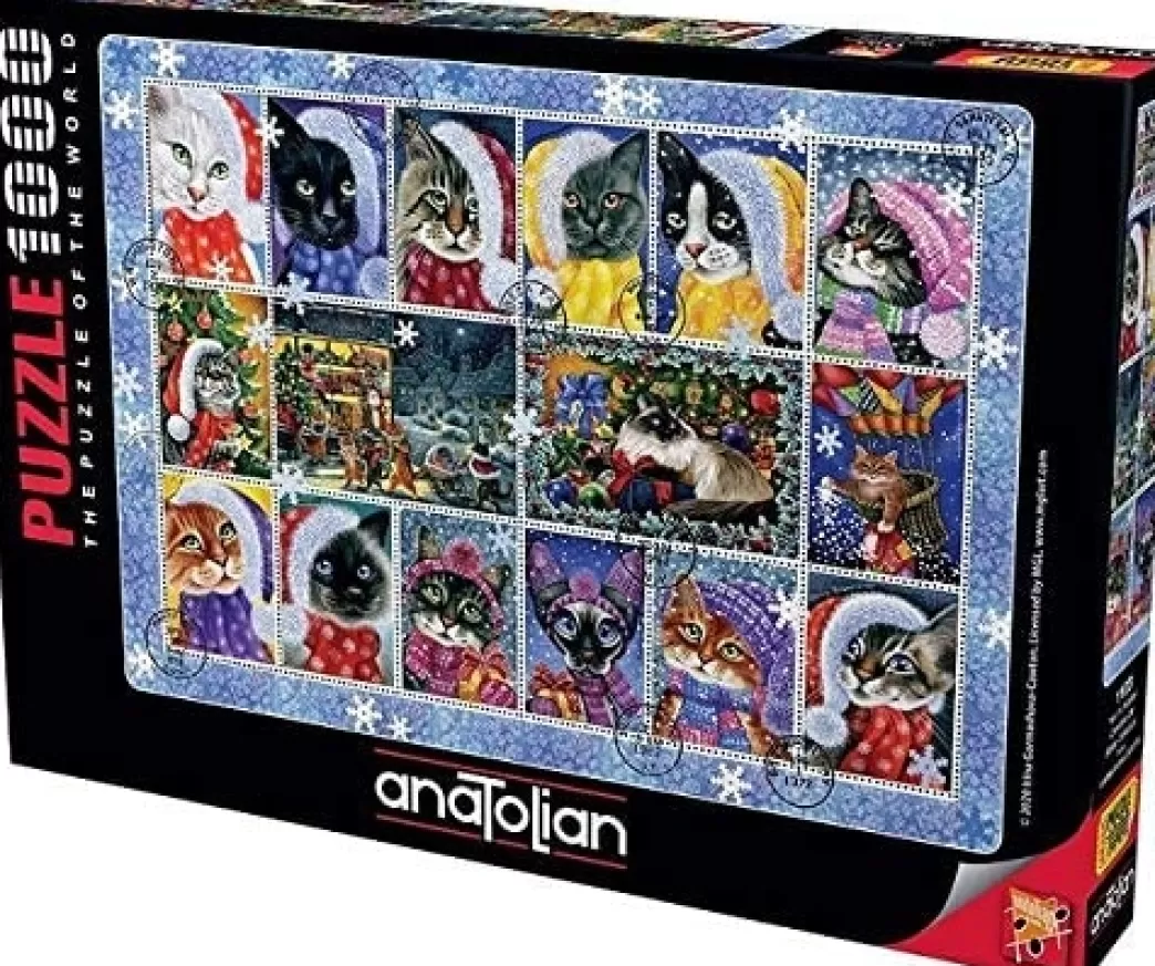 Anatolian Kattenpuzzels>: Christmas Cat Stamp Collection (1000) Kerstpuzzel