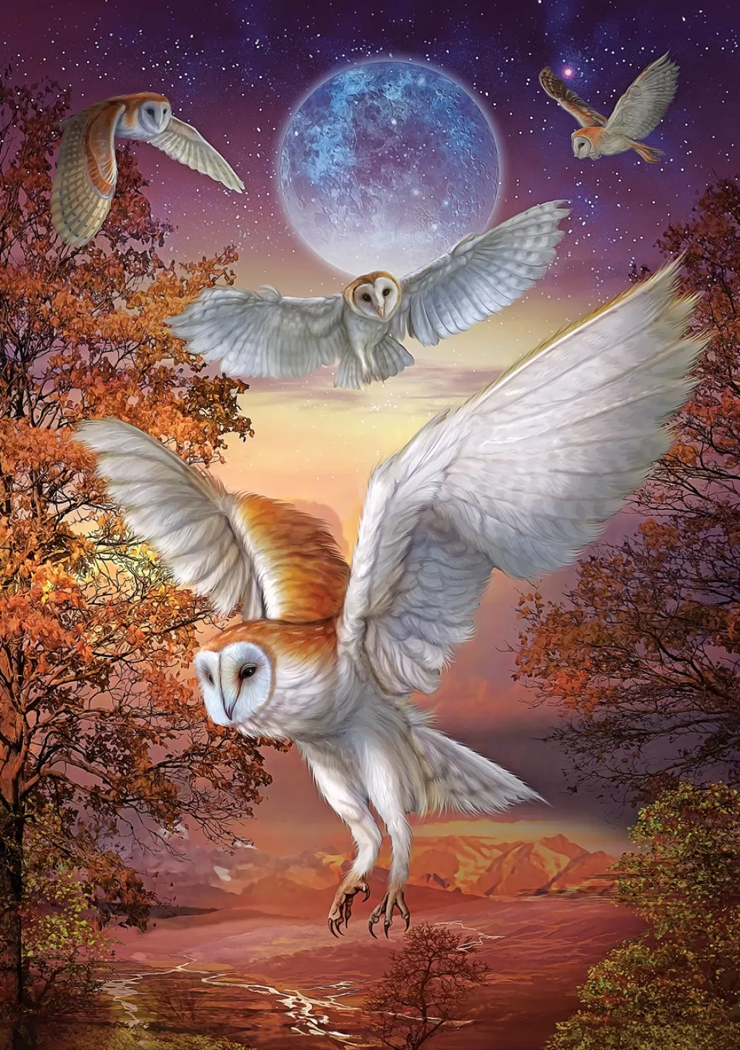 Art Puzzle Vogelpuzzels>: Moonlight Owls (1000) Verticale Puzzel
