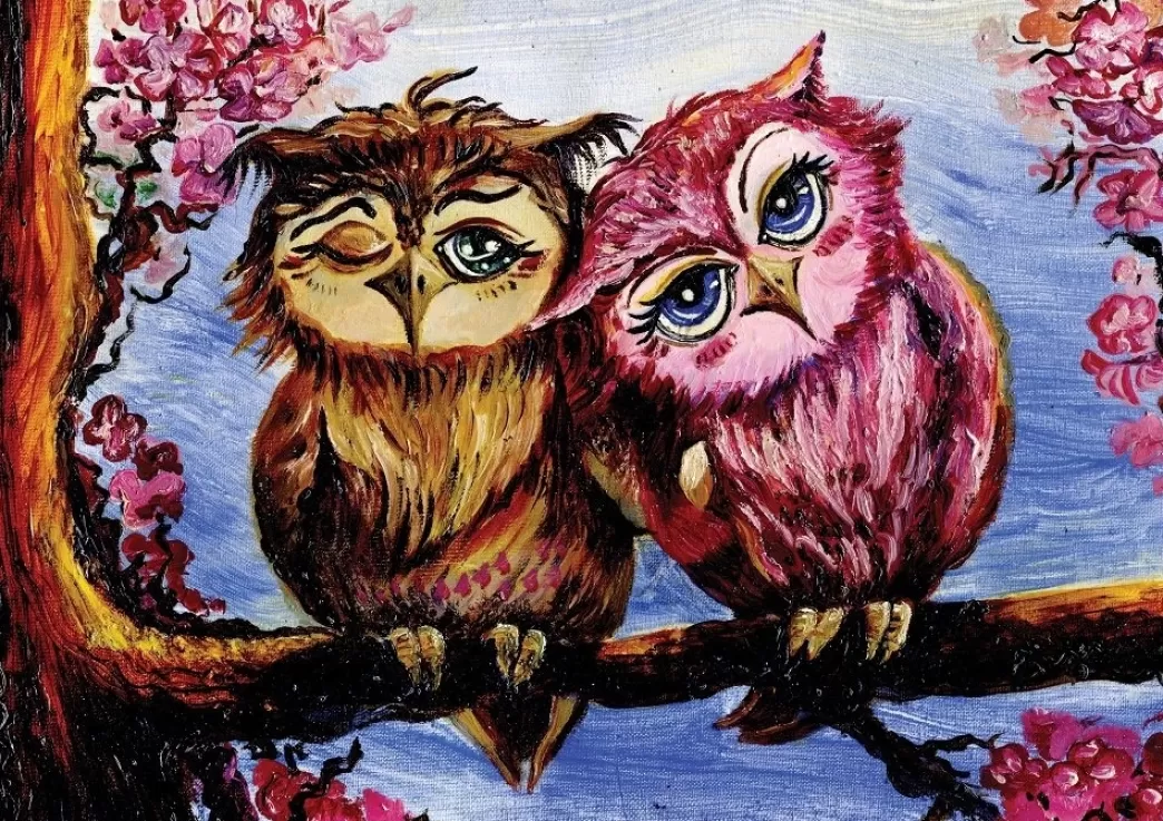 Art Puzzle Vogelpuzzels>: The Owls In Love (1000) Uilenpuzzel
