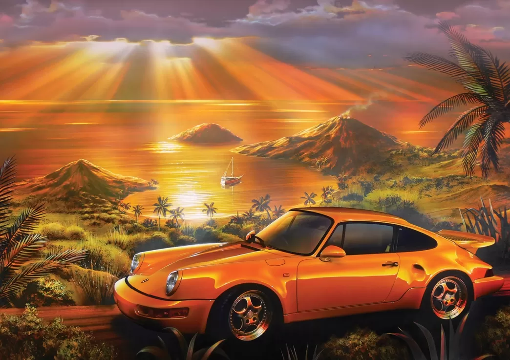 Art Puzzle Autopuzzels>: Yellow Porsche (1500) Legpuzzel