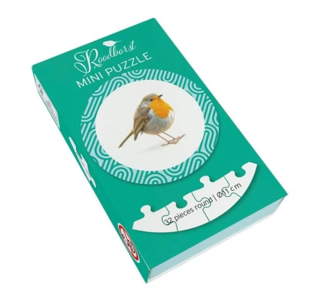 Bekking & Blitz Vogelpuzzels>Bekking En Blitz: Roodborst (32) Ronde Minipuzzel