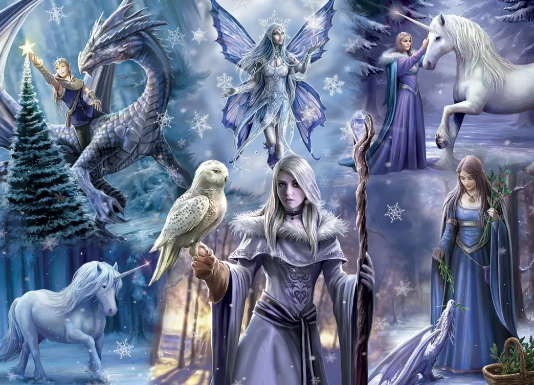 Bluebird Fantasy Puzzels>: Anne Stokes - Winter Fantasy (1000) Fantasypuzzel