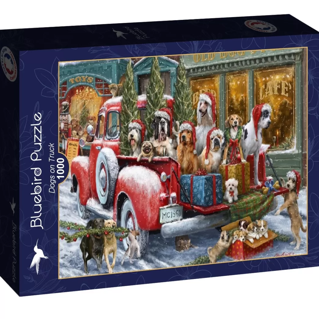 Bluebird Hondenpuzzels>: Dogs On Truck (1000) Kerstpuzzel