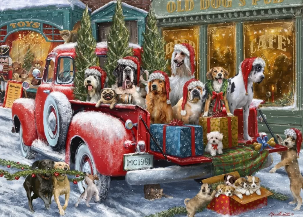 Bluebird Hondenpuzzels>: Dogs On Truck (500) Kerstpuzzel