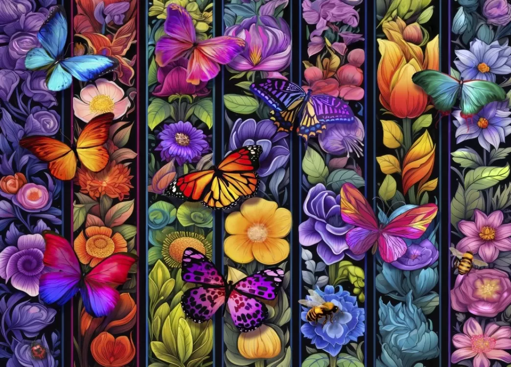 Bluebird Vlinderpuzzels>: Flowers And Flyers (1500) Legpuzzel