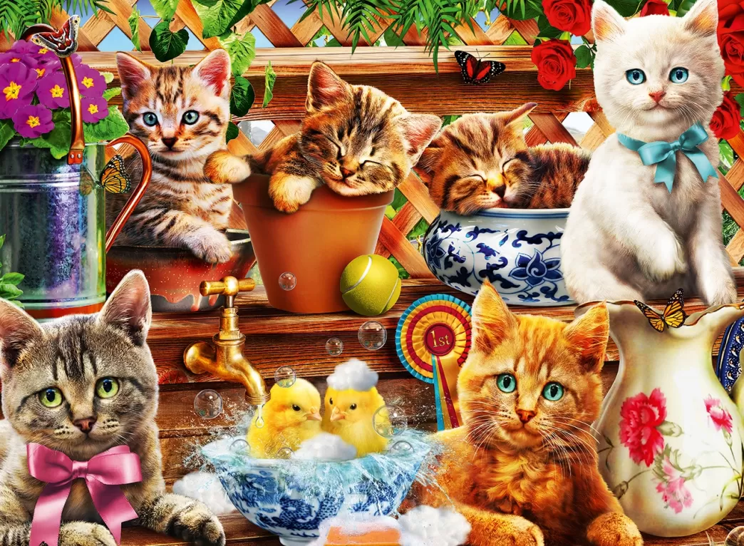 Bluebird Kattenpuzzels>: Kittens In The Potting Shed (3000) Kattenpuzzel