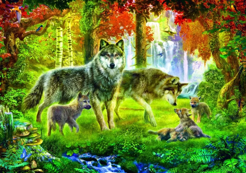 Bluebird Wolvenpuzzels>: Summer Wolf Family (1000) Wolvenpuzzel