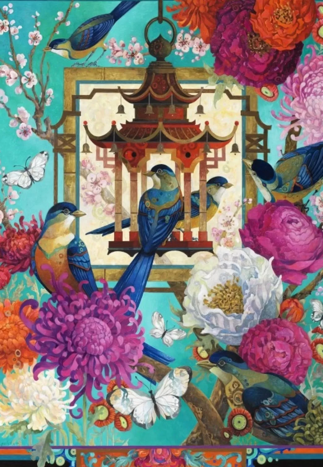 Bluebird Vogelpuzzels>: The Asiatic Garden (1000) Verticale Puzzel