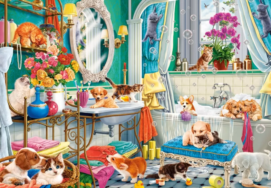 Castorland Kattenpuzzels>: Crazy Pet Bath (1500) Legpuzzel