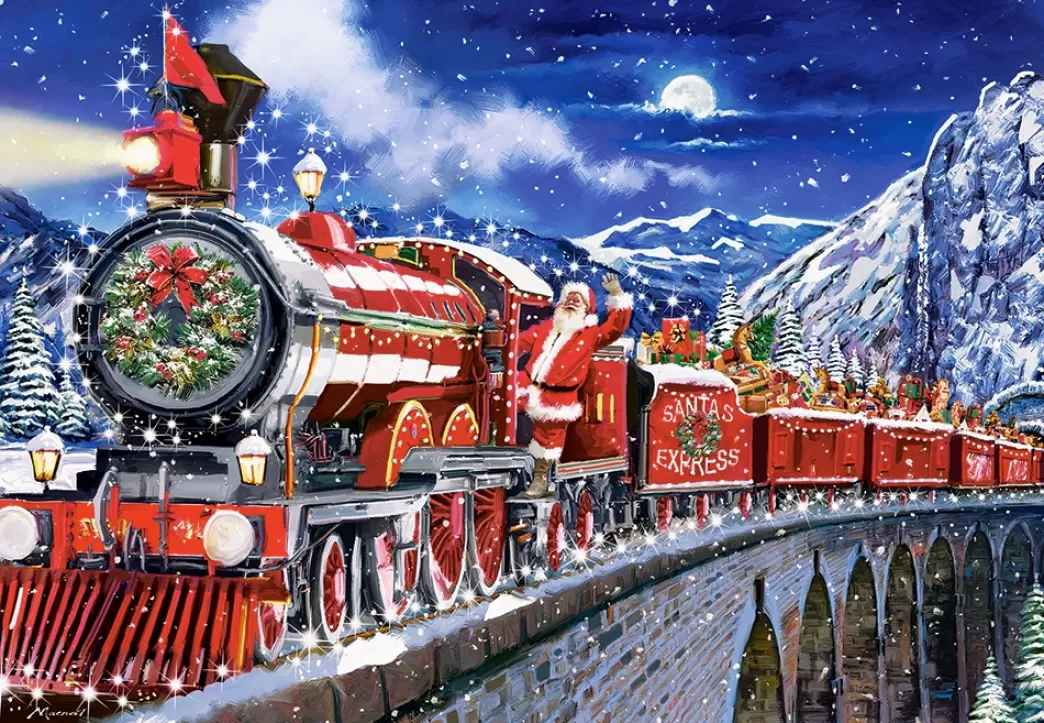Castorland Treinpuzzels>: Santa's Coming To Town (1000) Kerstpuzzel