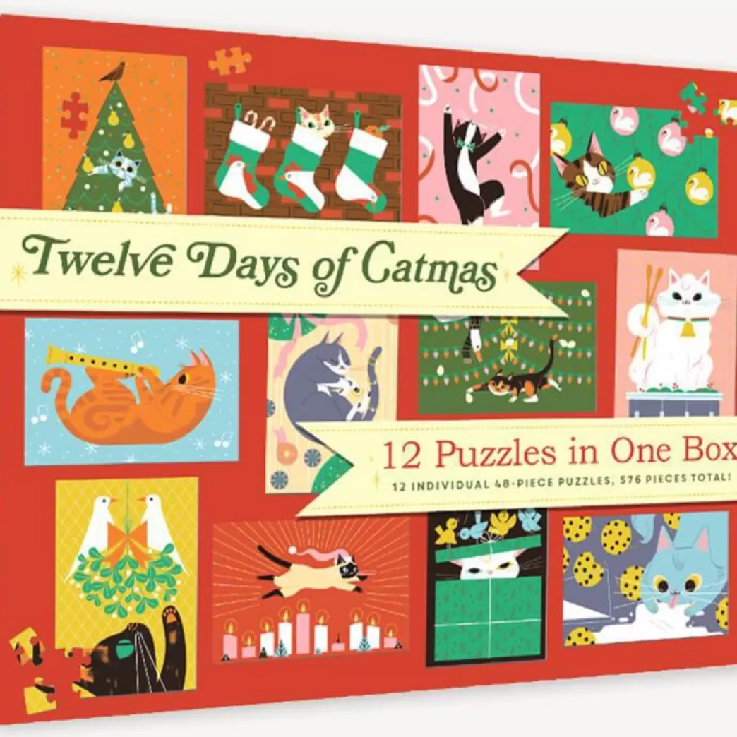 Chronicle Books Kattenpuzzels>: Twelve Days Of Catmas (12X48) Kerstpuzzels
