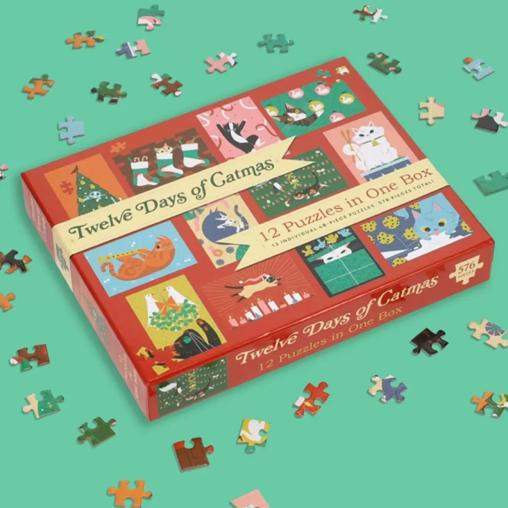 Chronicle Books Kattenpuzzels>: Twelve Days Of Catmas (12X48) Kerstpuzzels