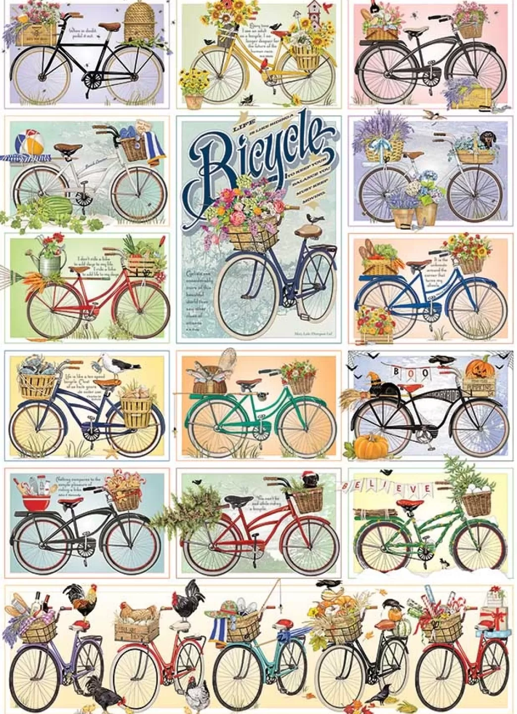 Cobble Hill Collage Puzzels>: Bicyles (1000) Verticale Puzzel