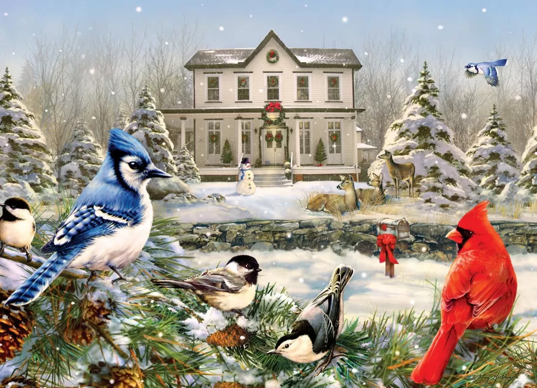 Cobble Hill Vogelpuzzels>: Country House Birds (1000) Winterpuzzel