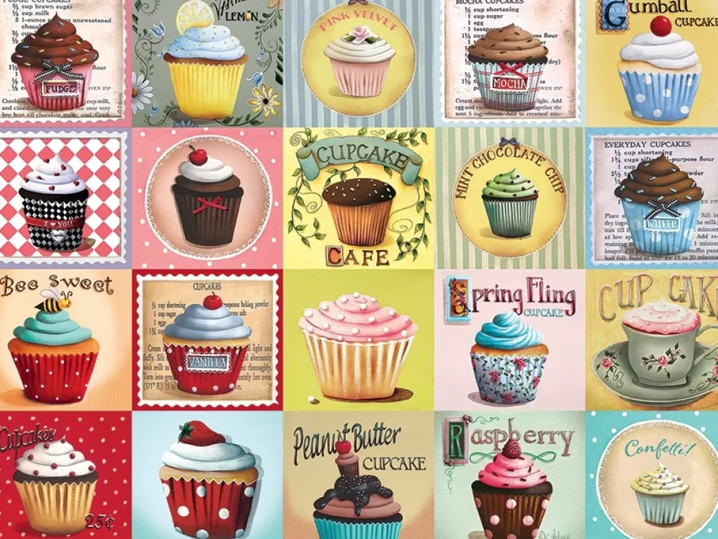 Cobble Hill Collage Puzzels>: Cupcake Cafe (275Xl) Easy Handling Puzzel