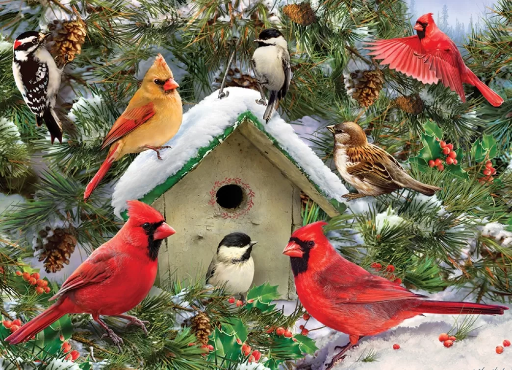 Cobble Hill Vogelpuzzels>: Festive Feast (1000) Kerstpuzzel