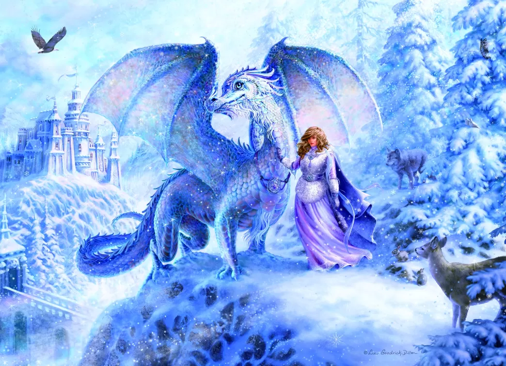 Cobble Hill Fantasy Puzzels>: Ice Dragon (350) Familiepuzzel
