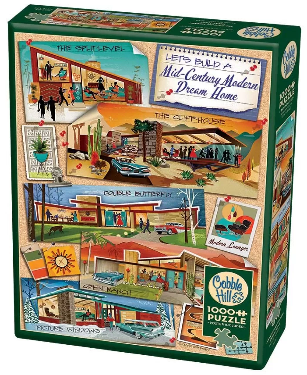 Cobble Hill Collage Puzzels>: Mid-Century Modern Dream Home (1000) Verticale Puzzel