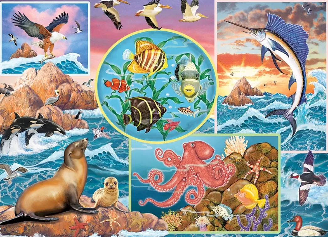 Cobble Hill Collage Puzzels>: Ocean Magic (350Xl) Family Puzzel