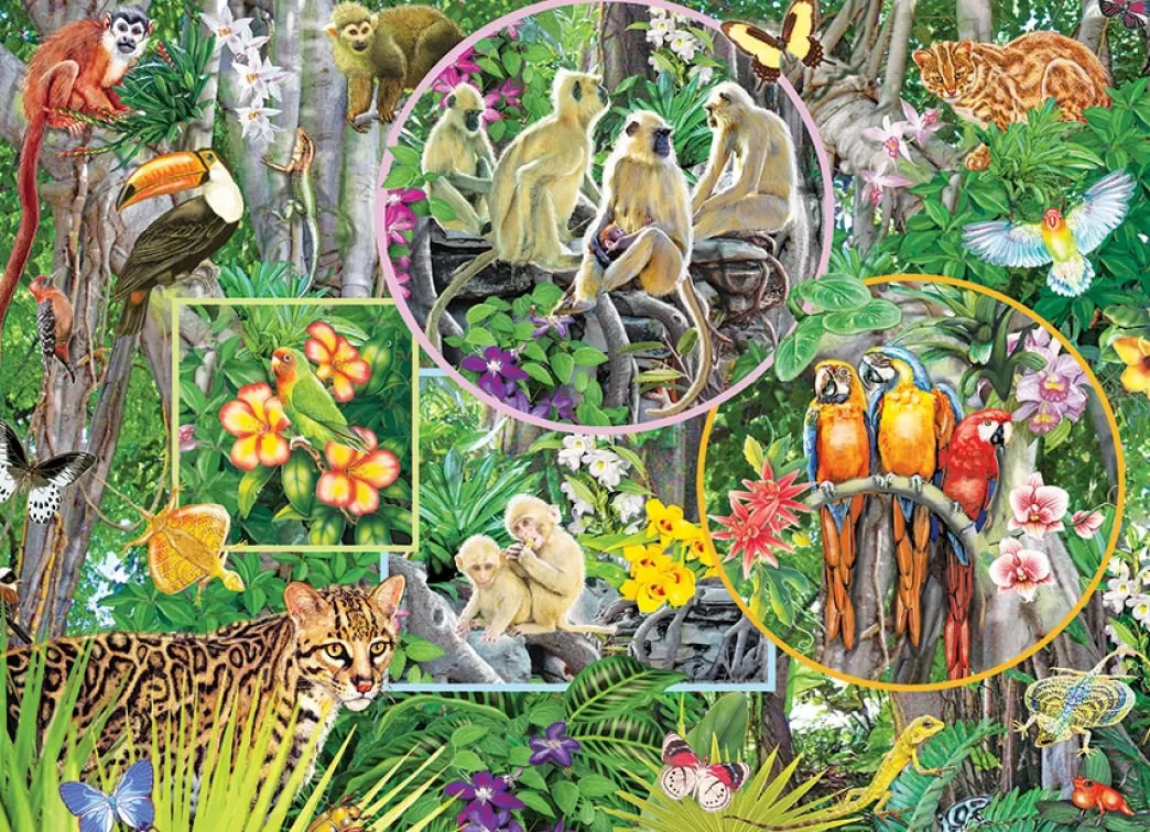 Cobble Hill Collage Puzzels>: Rainforest Magic (350Xl) Family Puzzel