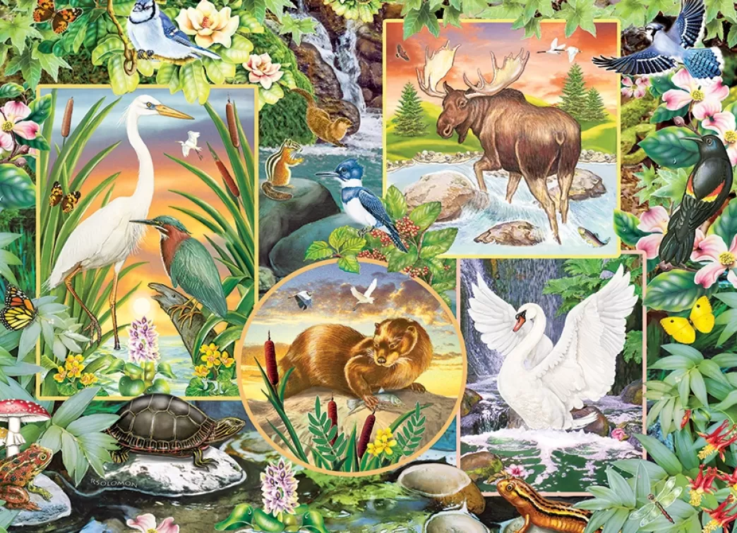 Cobble Hill Collage Puzzels>: River Magic (350Xl) Family Puzzel