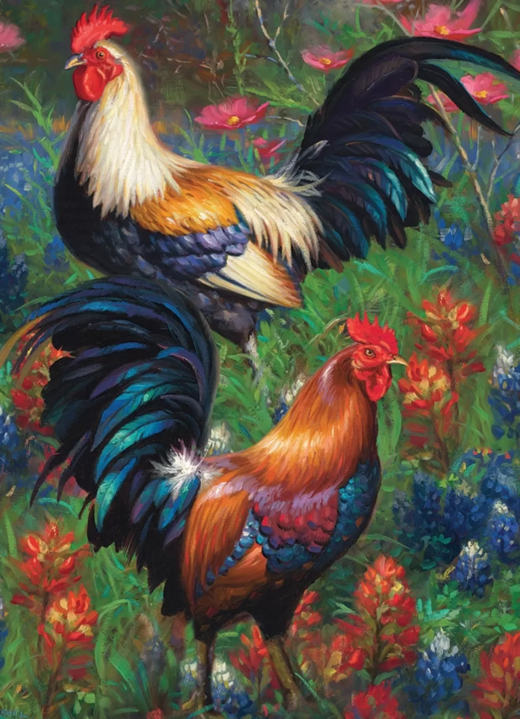 Cobble Hill Vogelpuzzels>: Roosters (1000) Verticale Legpuzzel