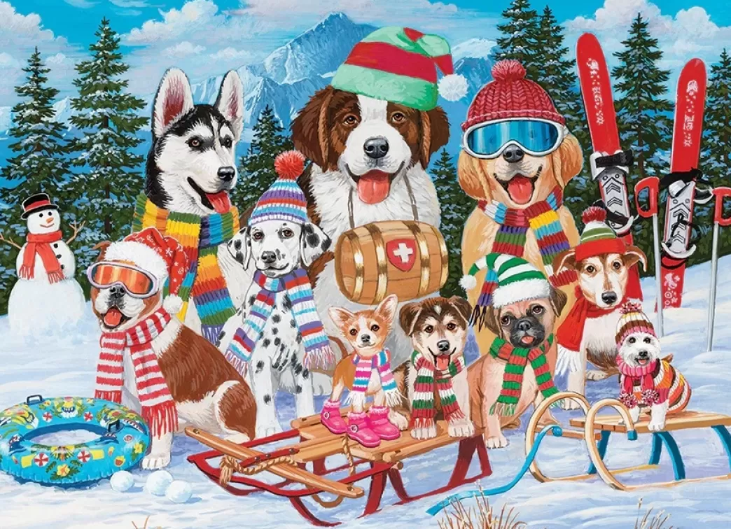 Cobble Hill Hondenpuzzels>: Snow Day (500Xl) Kerstpuzzel