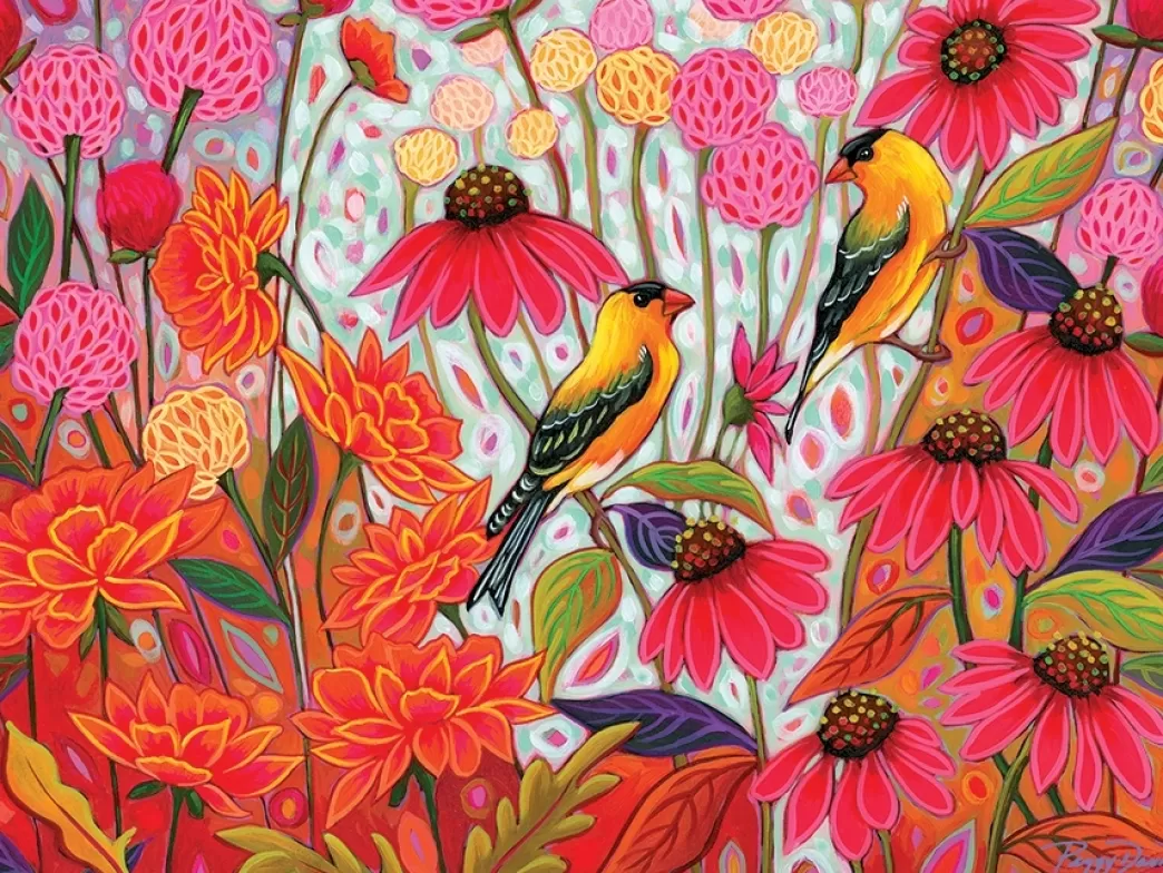 Cobble Hill Vogelpuzzels>: Springtime Goldfinches (275Xl) Easy Handling Puzzel