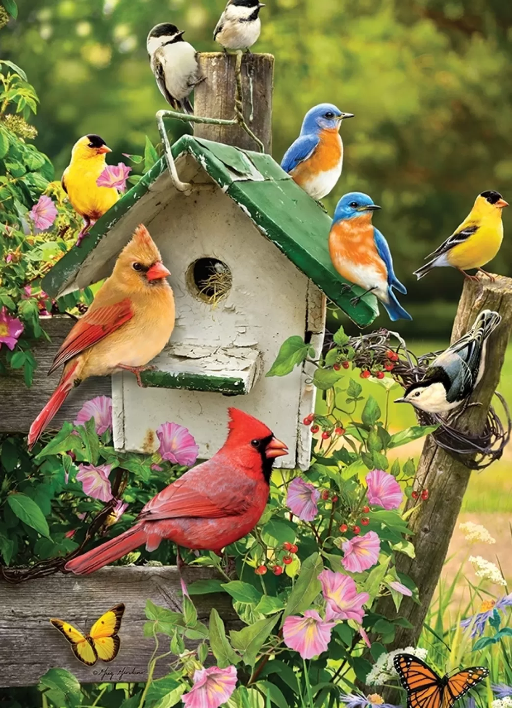 Cobble Hill Vogelpuzzels>: Summer Birdhouse (500Xl) Verticale Puzzel