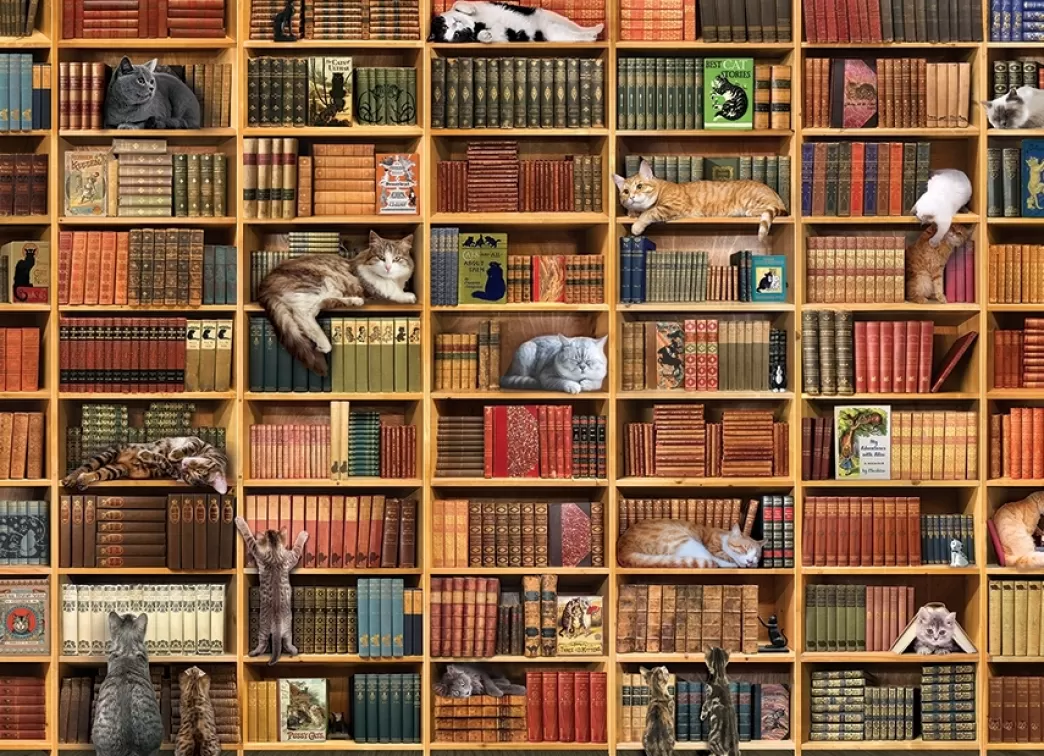 Cobble Hill Kattenpuzzels>: The Cat Library (1000) Legpuzzel