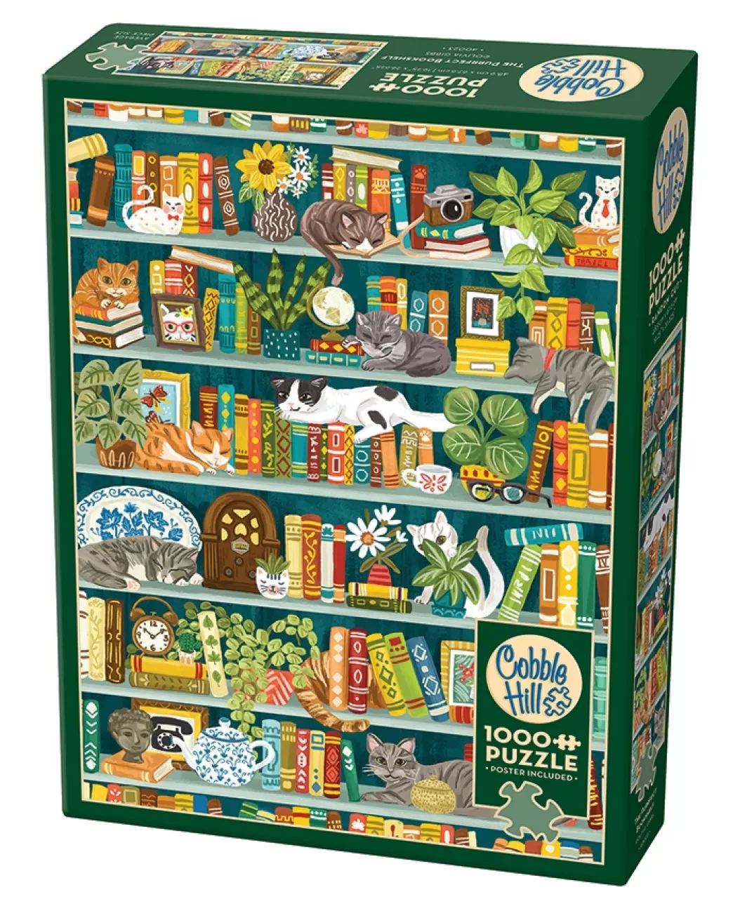 Cobble Hill Kattenpuzzels>: The Purrfect Bookshelf (1000) Verticale Puzzel