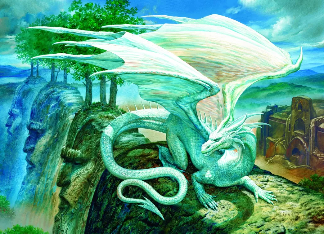 Cobble Hill Fantasy Puzzels>: White Dragon (500Xl) Drakenpuzzel