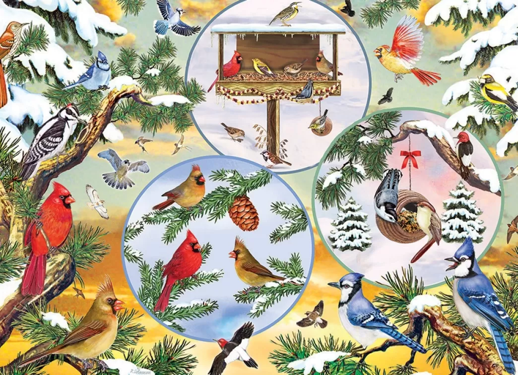 Cobble Hill Vogelpuzzels>: Winterbird Magic (500Xl) Winterpuzzel