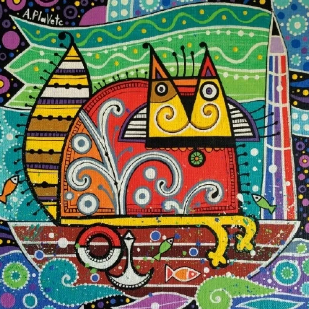 Davici Kattenpuzzels>: De Nautische Kat (135) Houten Kattenpuzzel