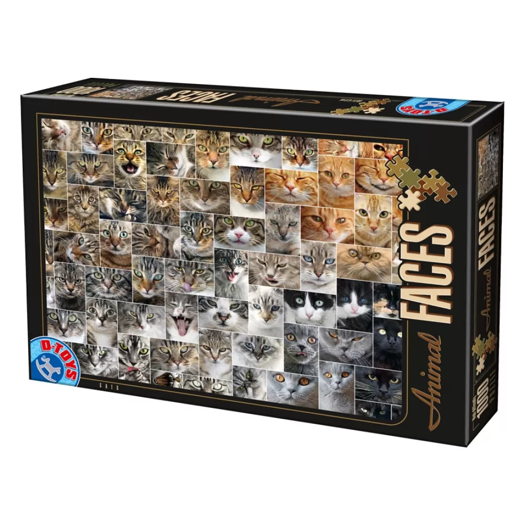 D-Toys Kattenpuzzels>: Animal Faces - Cats (1000) Legpuzzel