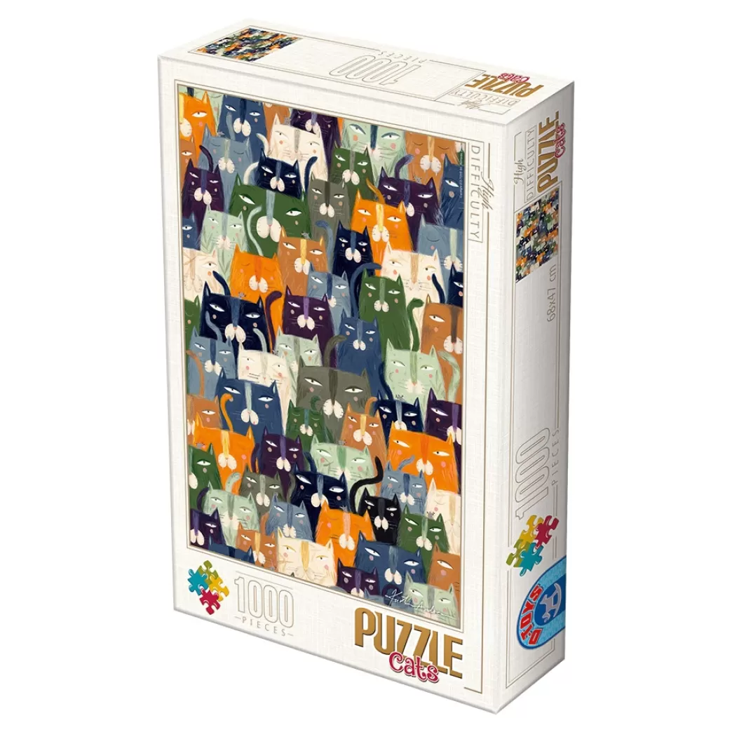 D-Toys Kattenpuzzels>: Difficult Cats (1000) Moeilijke Puzzel