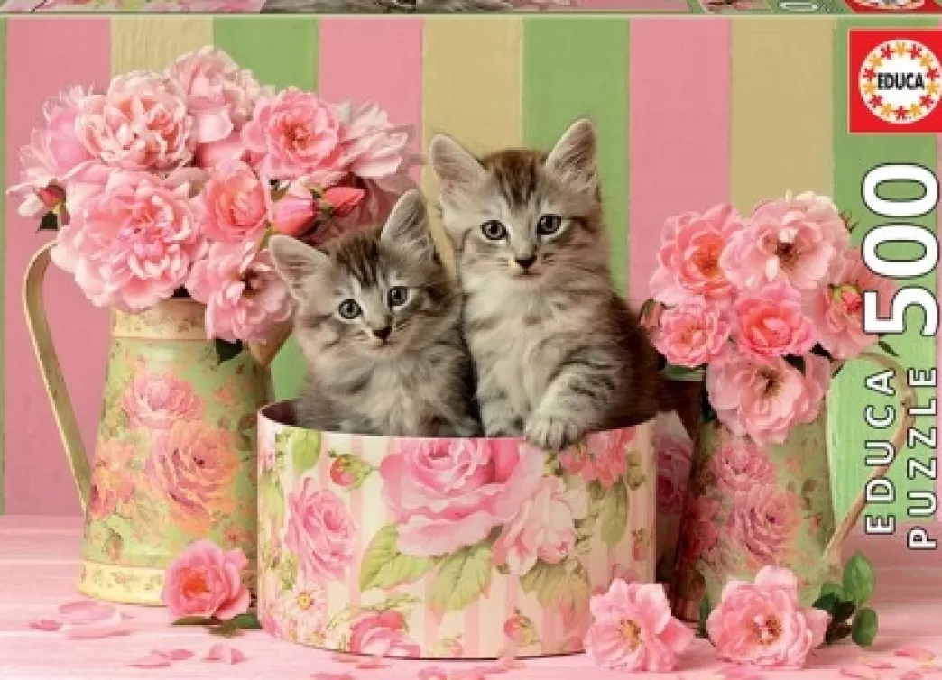 Educa Kattenpuzzels>: Kittens With Roses (500) Legpuzzel