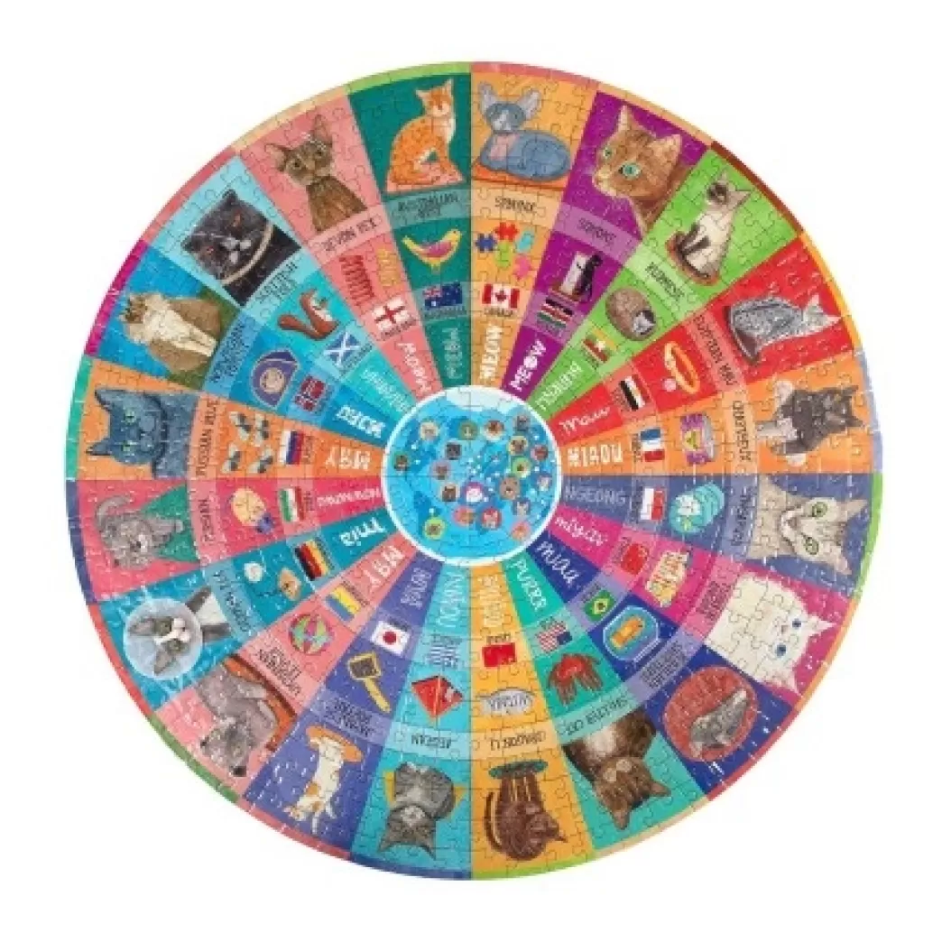 Eeboo Kattenpuzzels>: Cats Of The World (500) Ronde Puzzel