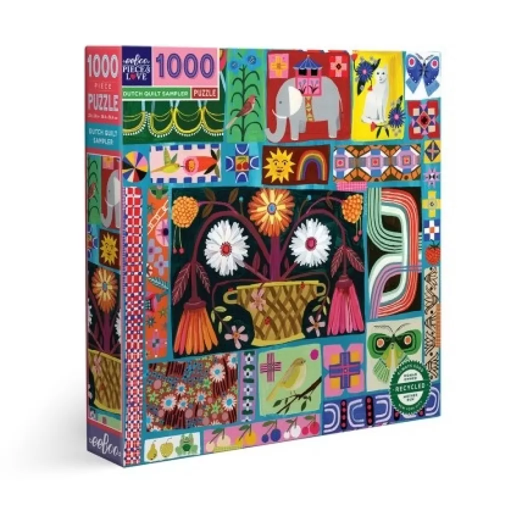 Eeboo Collage Puzzels>: Dutch Quilt Sampler (1000) Vierkante Puzzel