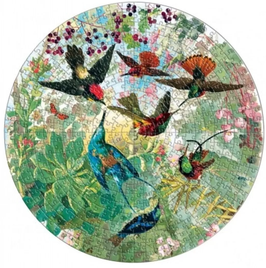 Eeboo Vogelpuzzels>: Hummingbirds (500) Ronde Puzzel