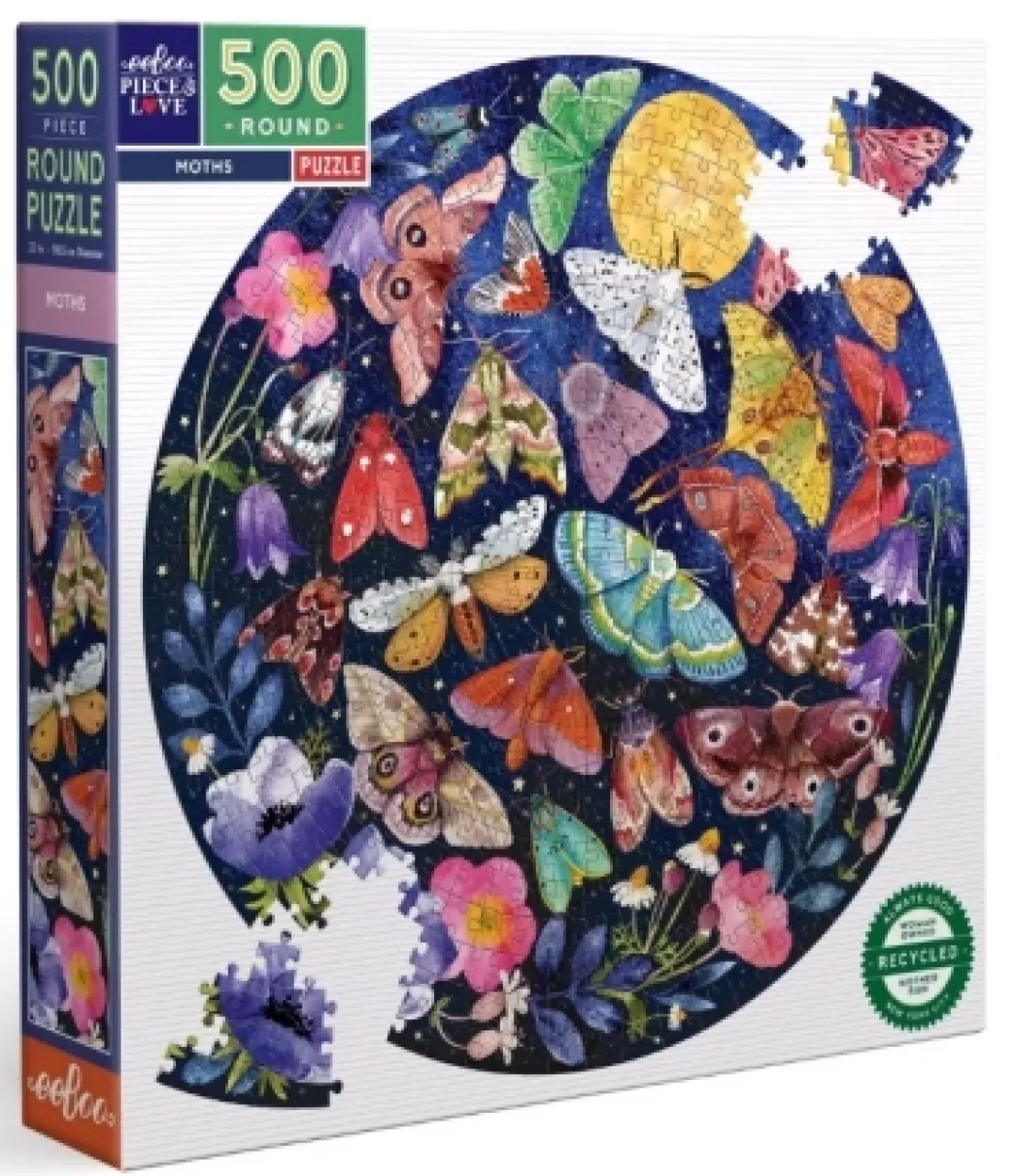Eeboo Vlinderpuzzels>: Moths (500) Ronde Legpuzzel