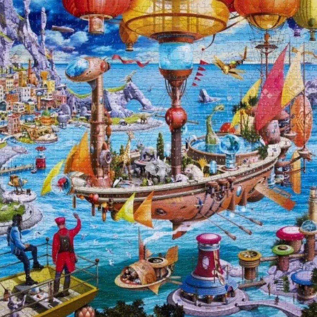 Eeboo Fantasy Puzzels>: Steampunk Airship (1000) Vierkante Puzzel