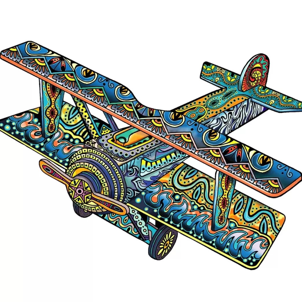 Eureka Vliegtuigpuzzels>: Rainbowooden - Double Decker (112) Houten Legpuzzel