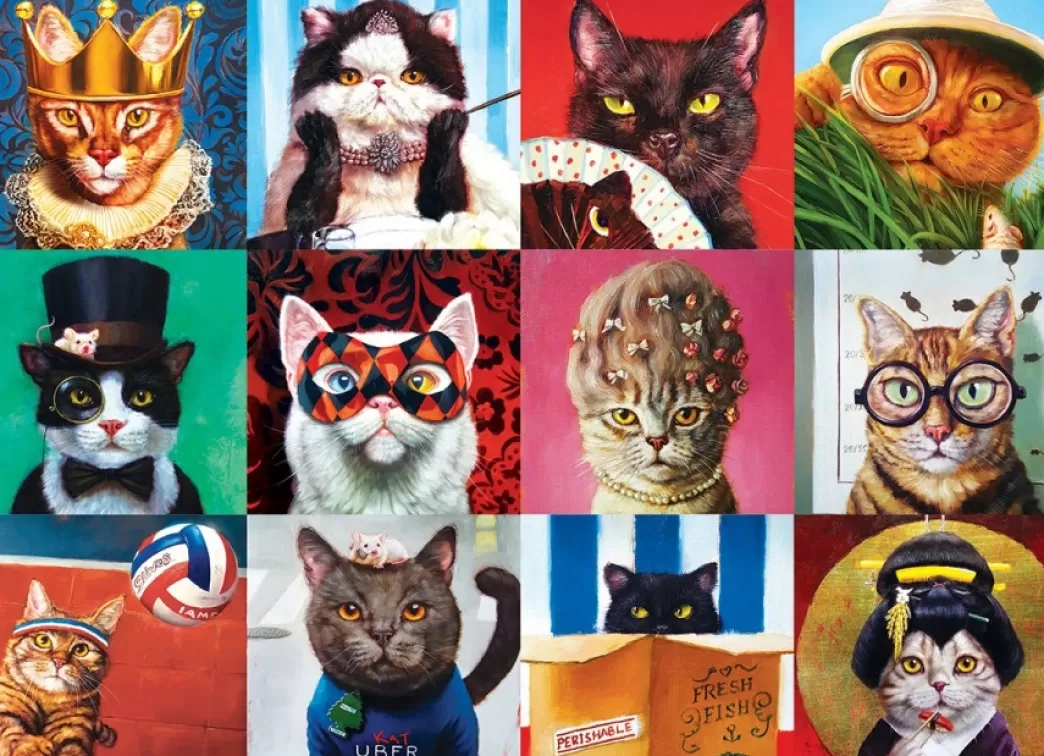 Eurographics Kattenpuzzels>: Funny Cats - Lucia Heffernan (1000) Kattenpuzzel