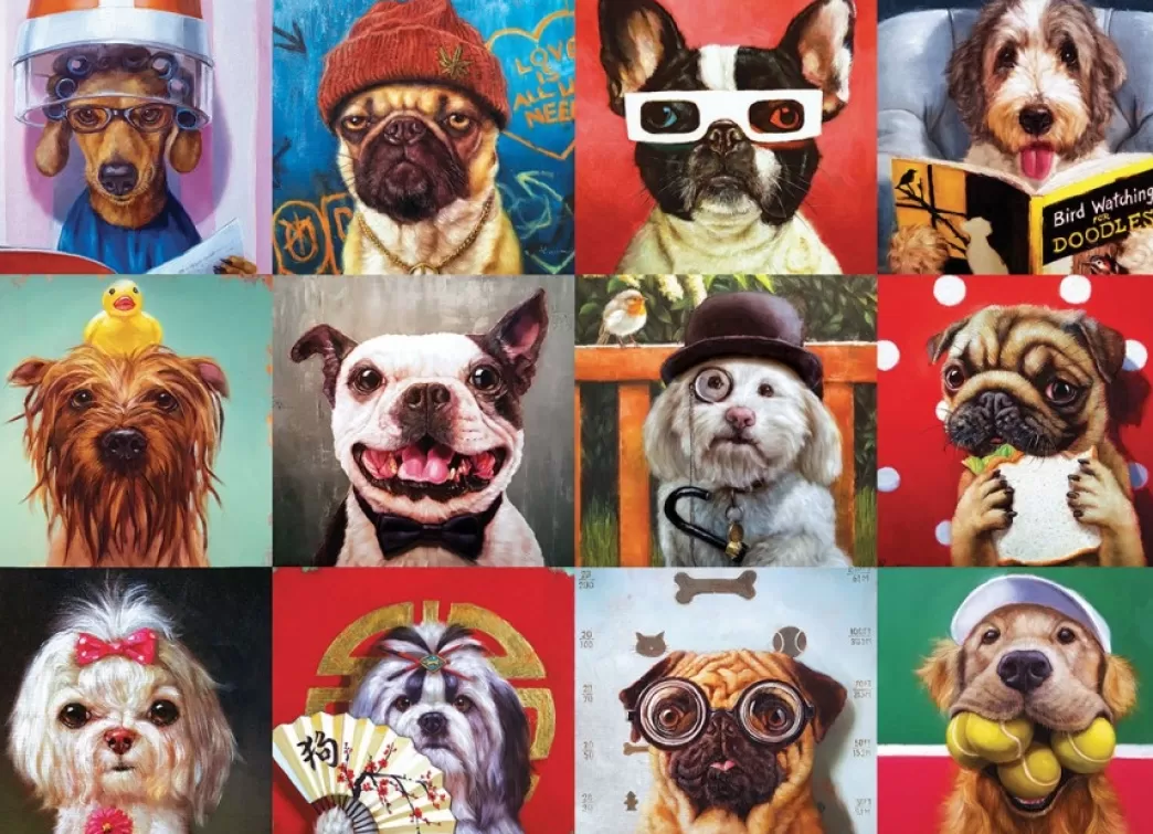 Eurographics Hondenpuzzels>: Funny Dogs - Lucia Heffernan (1000) Hondenpuzzel