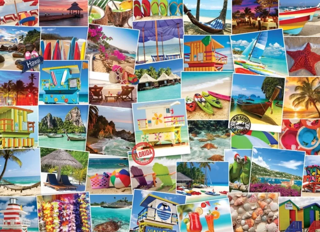 Eurographics Collage Puzzels>: Globetrotter - Beaches (1000) Legpuzzel